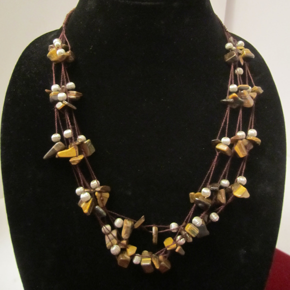 Tiger's Eye Nugget Strung Beads Necklace AVON EUC